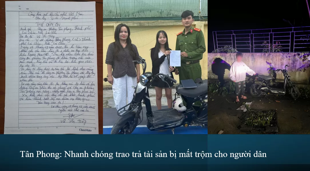 Công an phường Tân Phong nhanh chóng điều tra, thu hồi tài sản bị mất cắp