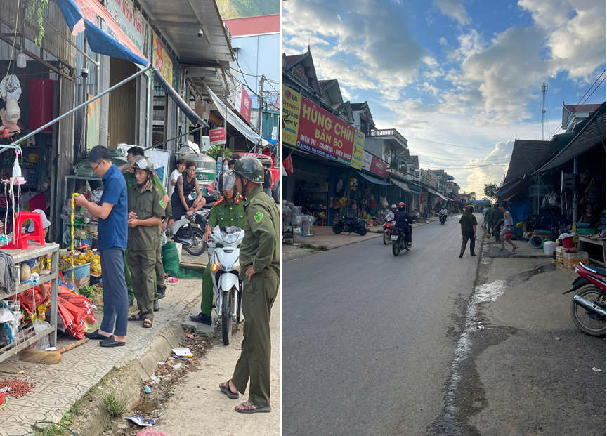 Công an xã Bản Bo ra quân giải tỏa hành lang giao thông, lập lại trật tự đô thị