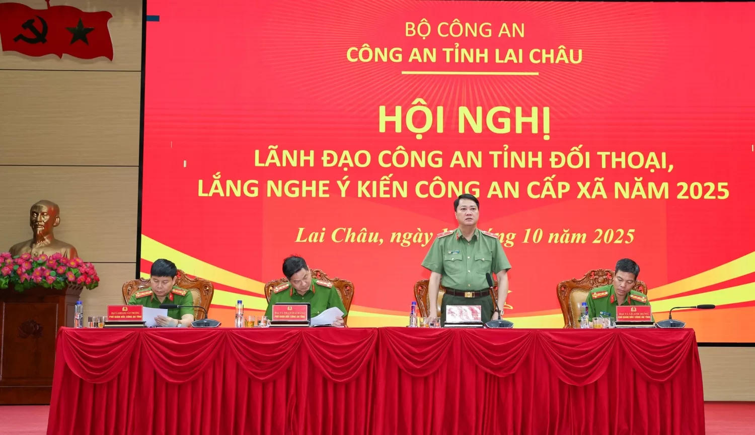 Thiếu tướng Nguyễn Viết Giang – Ủy viên BTV Tỉnh ủy, Giám đốc Công an tỉnh dự và chủ trì Hội nghị