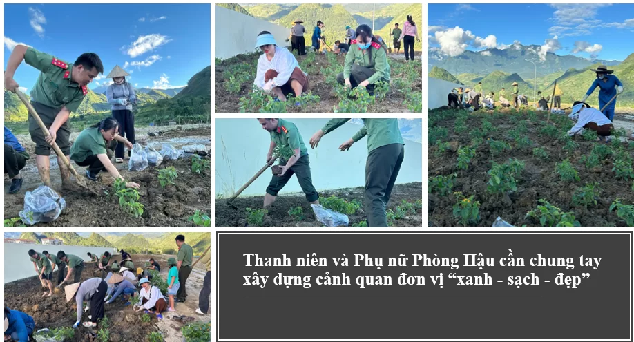 Thanh niên và Phụ nữ Phòng Hậu cần chung tay xây dựng cảnh quan đơn vị “xanh - sạch - đẹp”