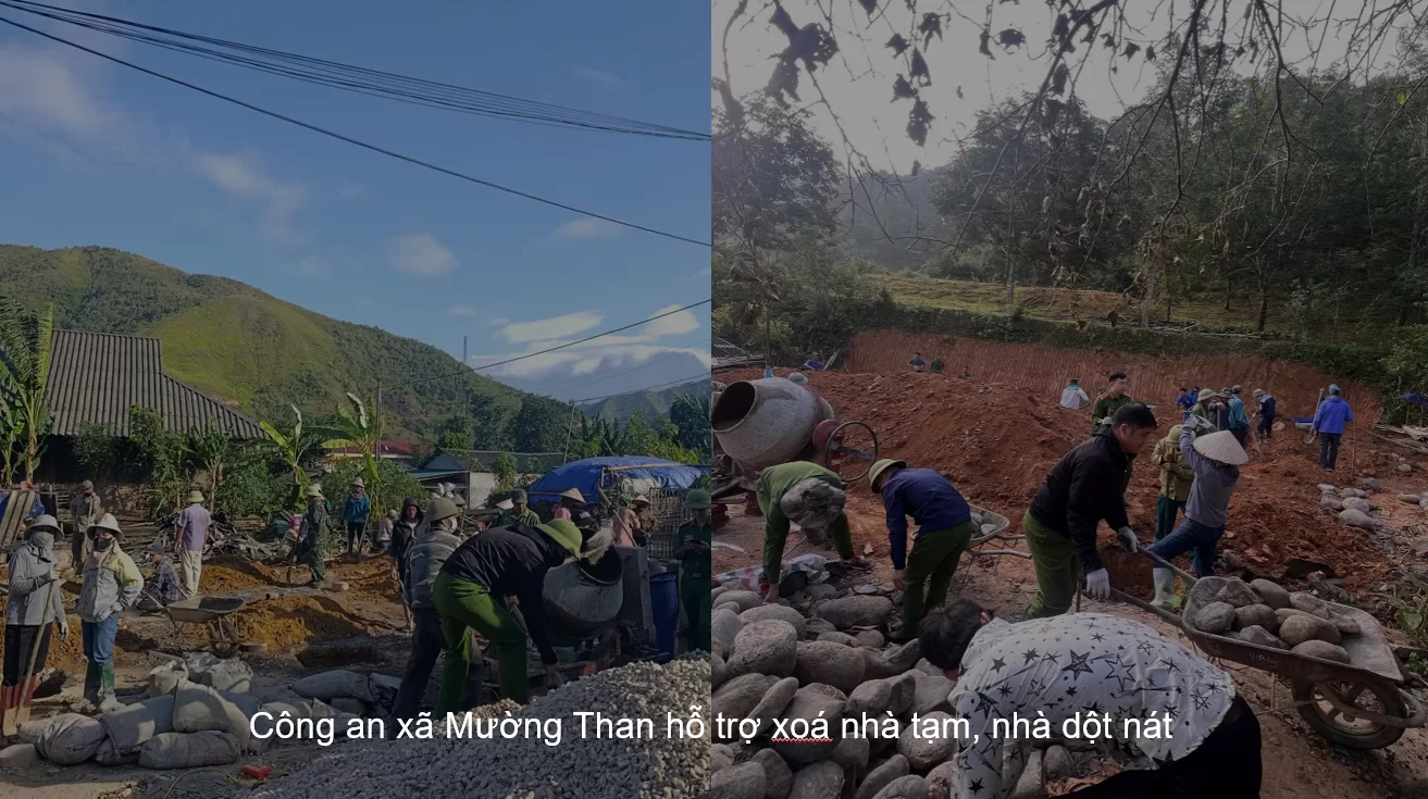 Công an xã Mường Than hỗ trợ xoá nhà tạm, nhà dột nát