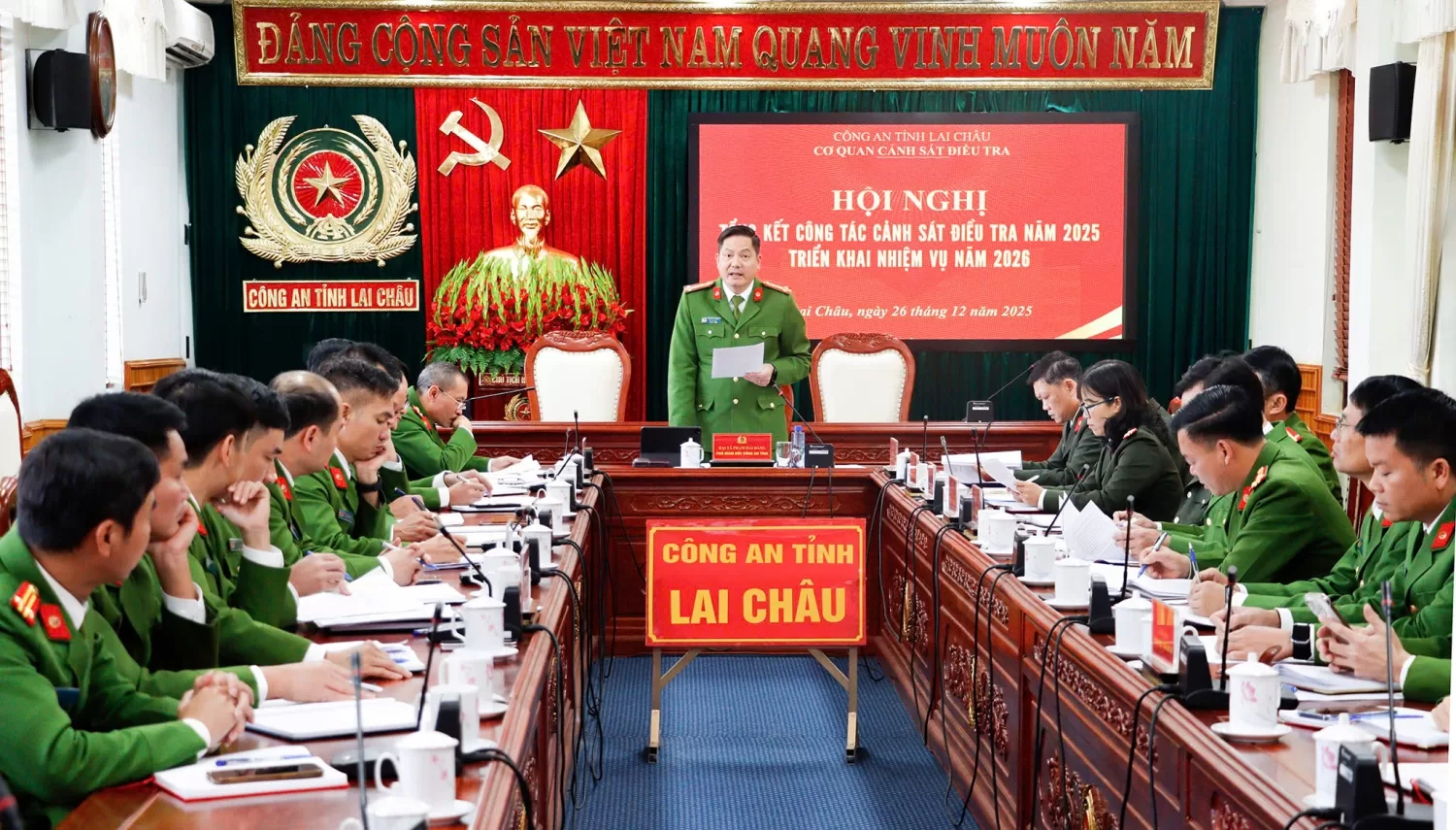 Ảnh toàn cảnh Hội nghị tổng kết công tác Cảnh sát điều tra năm 2025 và triển khai nhiệm vụ năm 2026