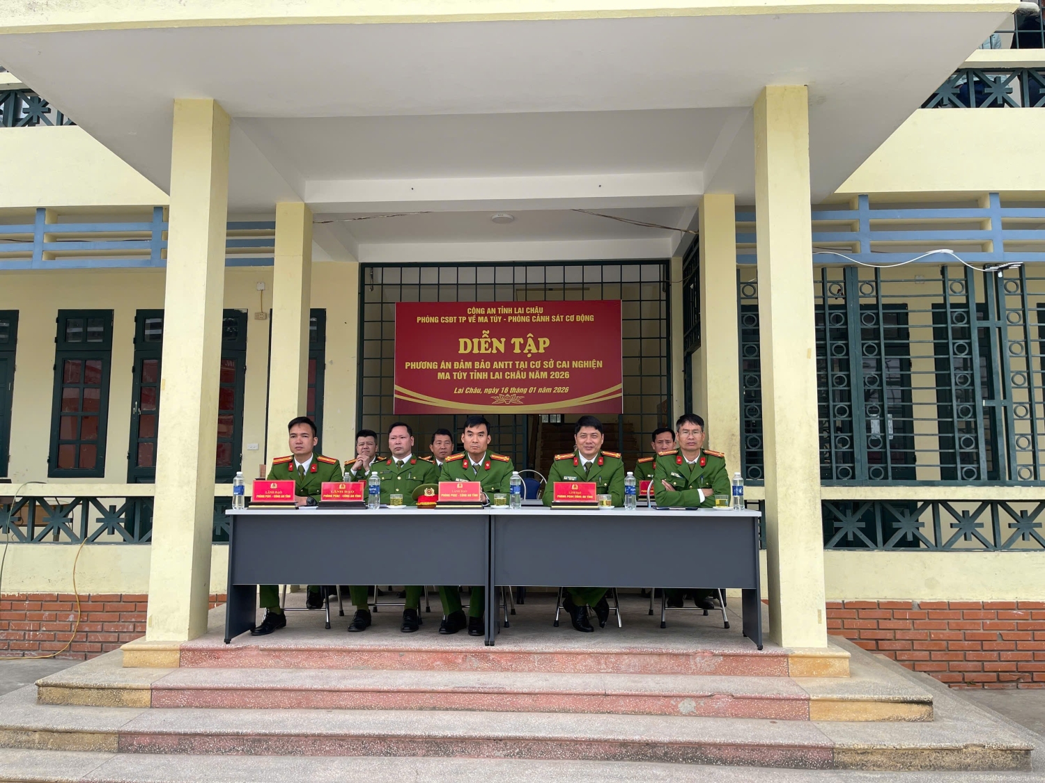 Lãnh đạo các phòng Công an tỉnh tham dự buổi diễn tập