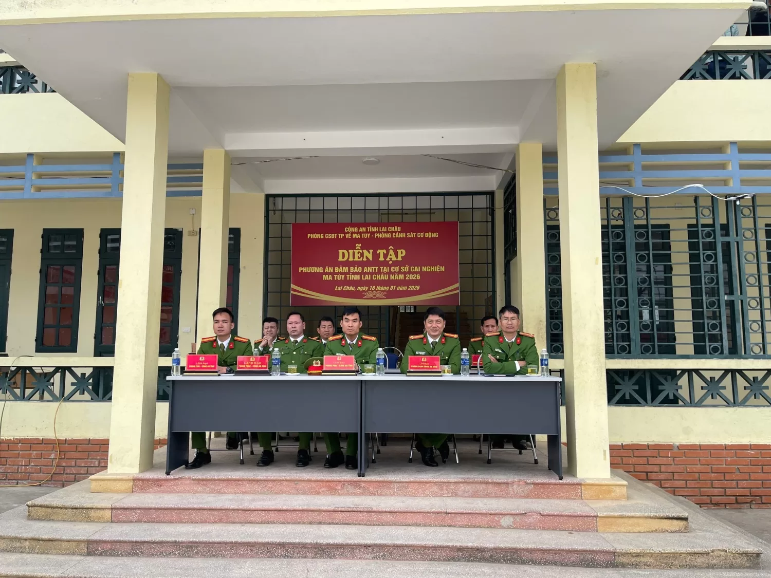 Lãnh đạo các phòng Công an tỉnh tham dự buổi diễn tập