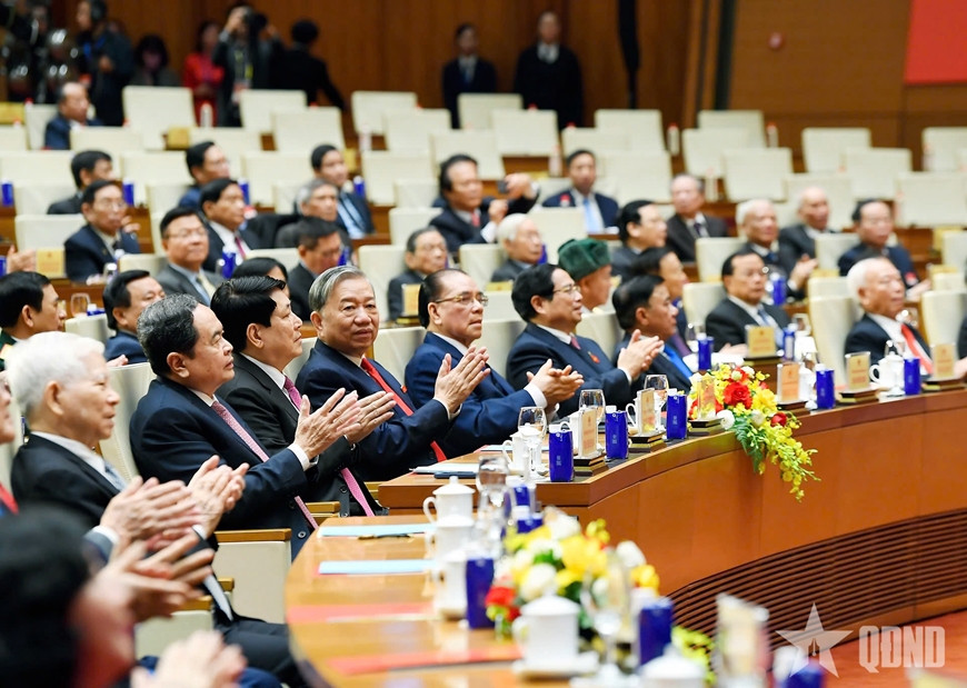 Tổng Bí thư Tô Lâm và các đồng chí lãnh đạo, nguyên lãnh đạo Đảng, Nhà nước dự lễ kỷ niệm