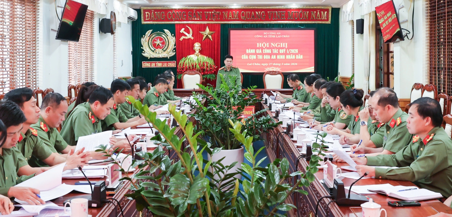 Quang cảnh hội nghị đánh giá công tác quý I của Cụm thi đua An ninh nhân dân