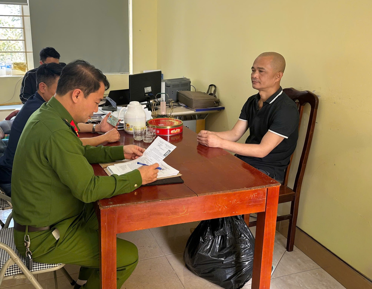 Đối tượng Nguyễn Trung Kiên tại cơ quan Công an