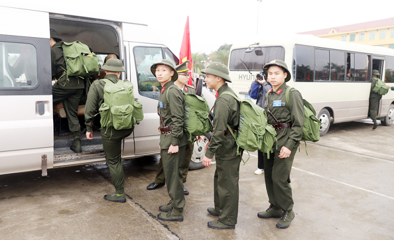 Những tân binh tham gia nhập ngũ trong lực lượng CAND