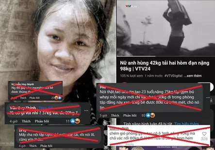 Hình ảnh tải đạn gắn với Anh hùng Lực lượng Vũ trang nhân dân Ngô Thị Tuyển bị các đối tượng miệt thị xúc phạm trên mạng xã hội