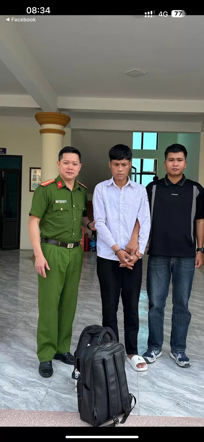 Hình ảnh đối tượng Cầm Văn Hùng khi bị bắt giữ