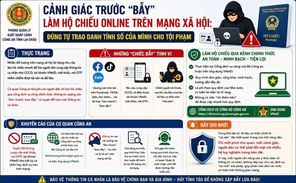 Cảnh giác trước “bẫy” làm hộ chiếu online trên mạng xã hội: đừng tự trao danh tính số của mình cho tội phạm
