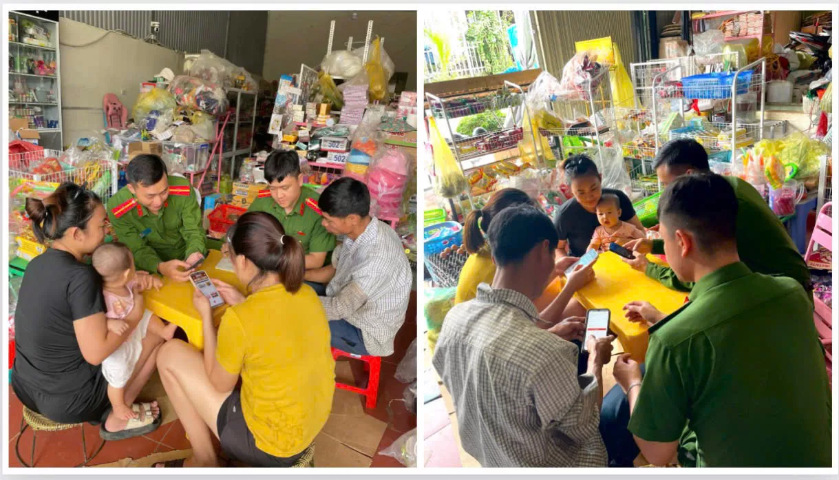 Công an xã Nậm Mạ tăng cường kiểm tra cư trú và hướng dẫn nhân dân tích hợp giấy tờ vào tài khoản điện danh điện tử.