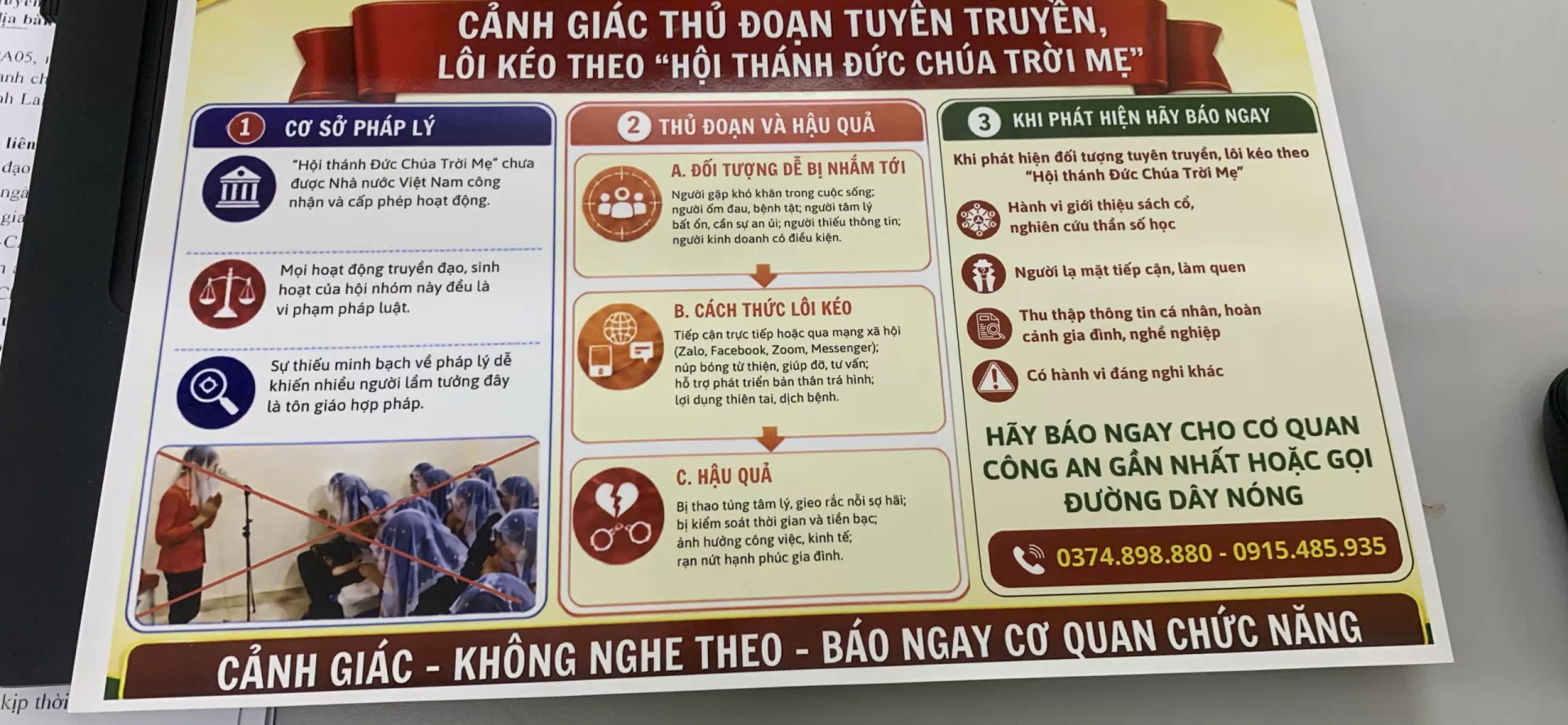 Nâng cao cảnh giác trước các thủ đoạn tuyên truyền, lôi kéo tham gia Hội thánh đức chúa trời mẹ