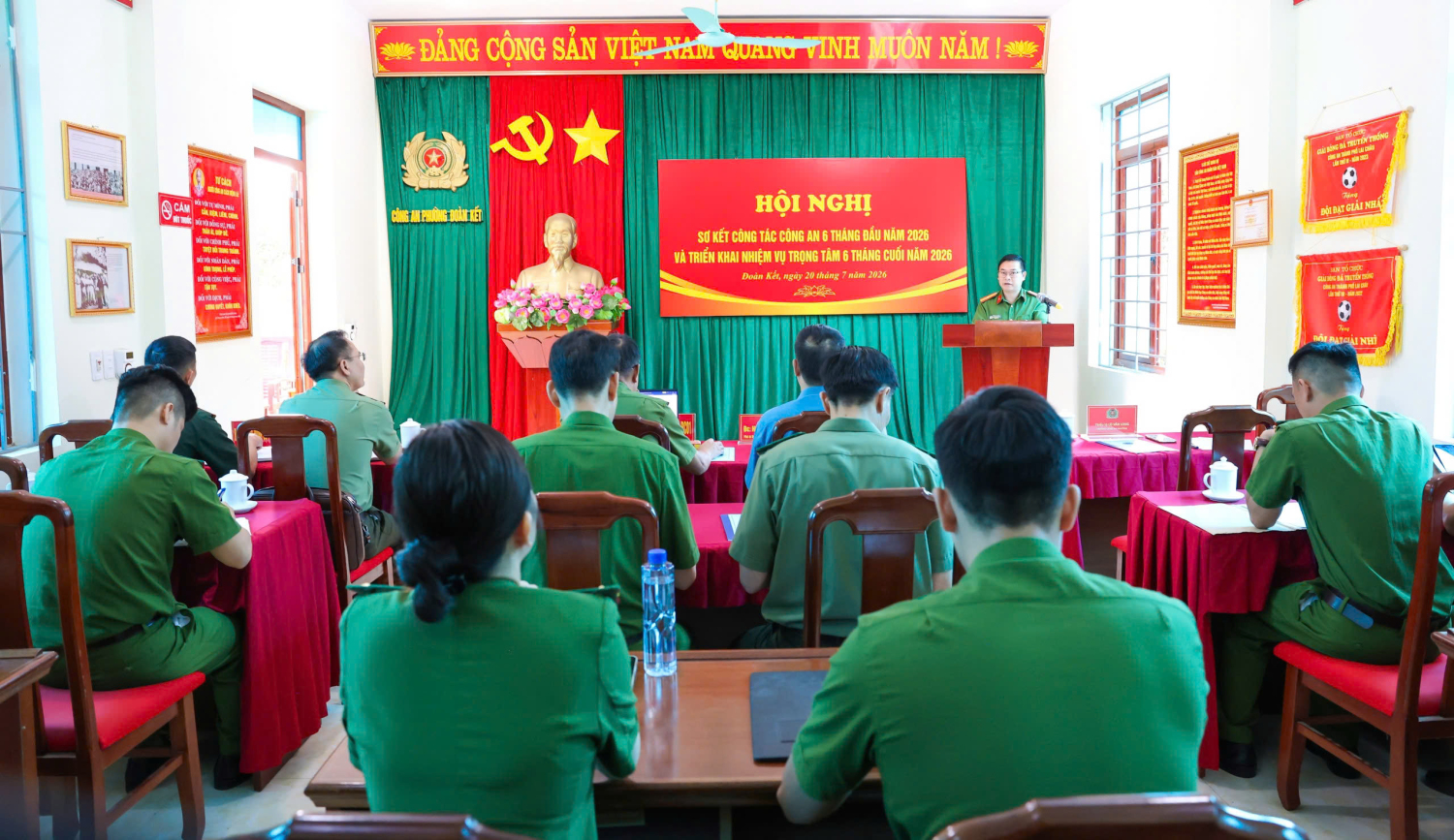 Công an phường Đoàn Kết sơ kết công tác Công an 6 tháng đầu năm 2026,  triển khai nhiệm vụ 6 tháng cuối năm