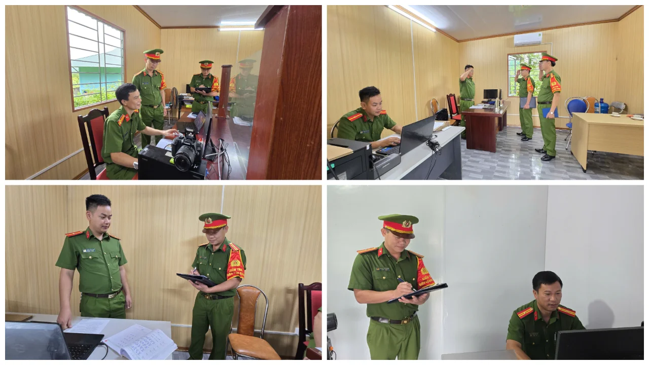 Tổ điều lệnh bán chuyên trách Công an xã kiểm tra công tác trực ban, trực chiến