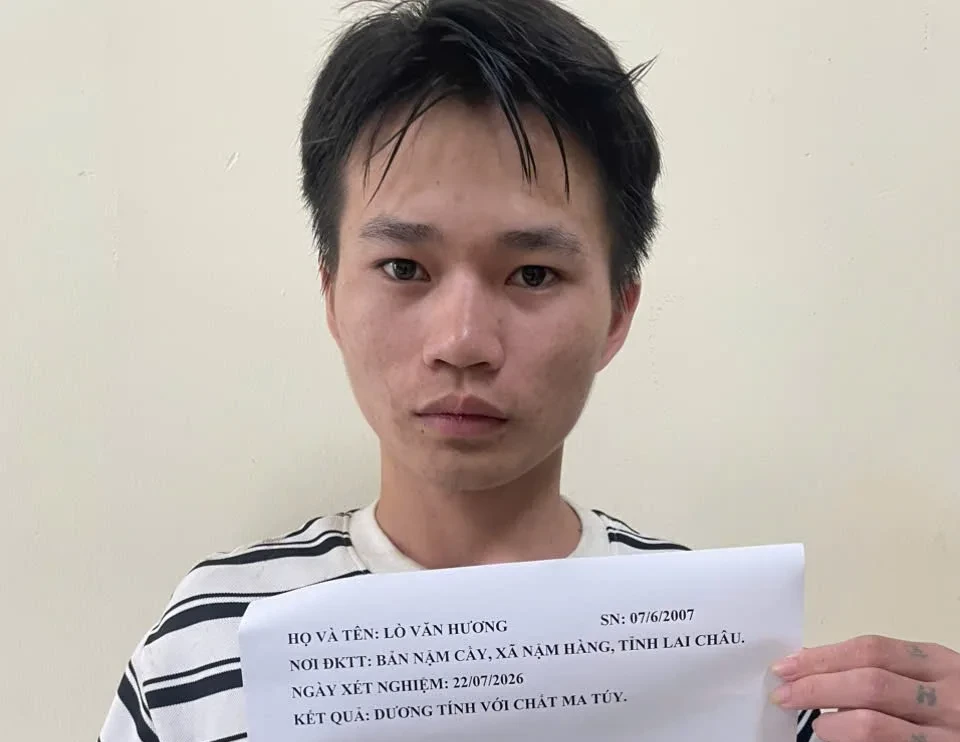 Đối tượng Lò Văn Hương dương tính với chất ma túy