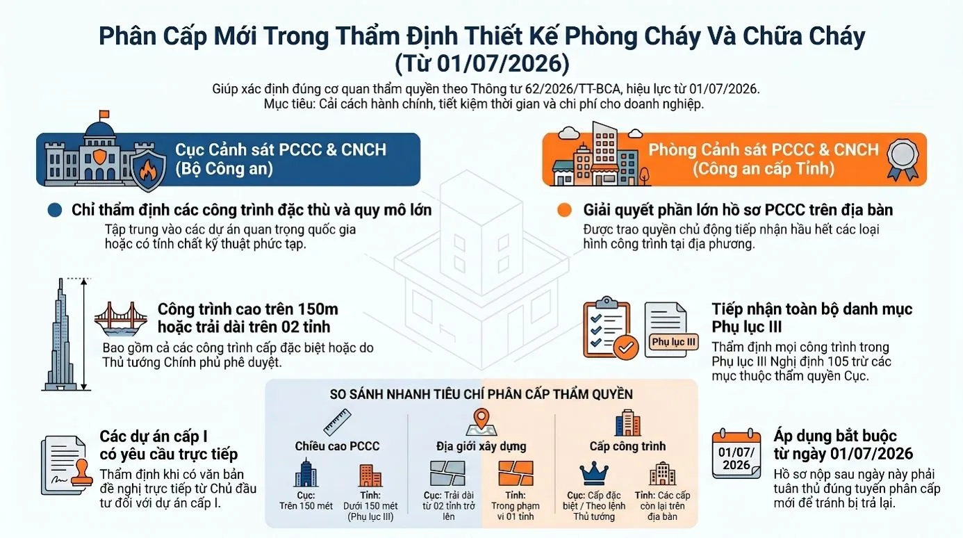 Điểm mới trong công tác Thẩm định thiết kế về phòng cháy và chữa cháy theo Thông tư số 62/2026/TT-BCA