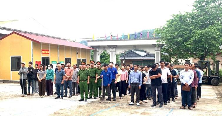 Công an xã cùng các lực lượng triển khai công tác chuẩn bị