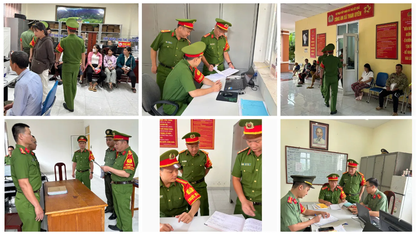 Tổ Điều lệnh bán chuyên trách Công an xã Than Uyên kiểm tra việc chấp hành Điều lệnh Công an nhân dân tại đơn vị