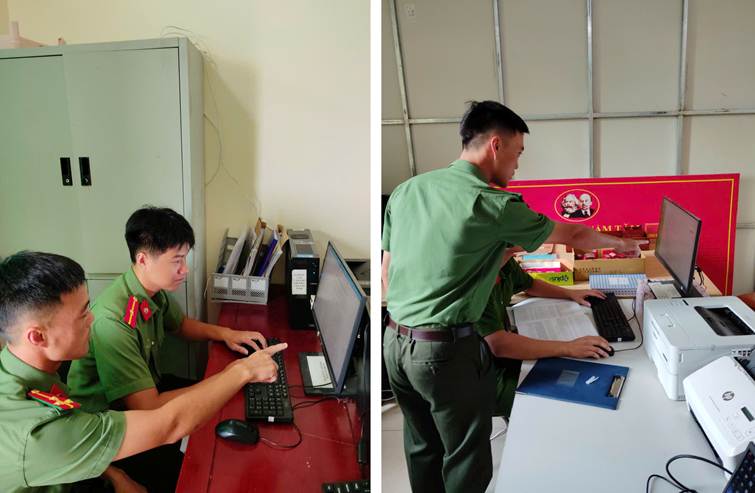 Cán bộ phụ trách hướng dẫn cho các đồng chí mới về đơn vị nhận công tác