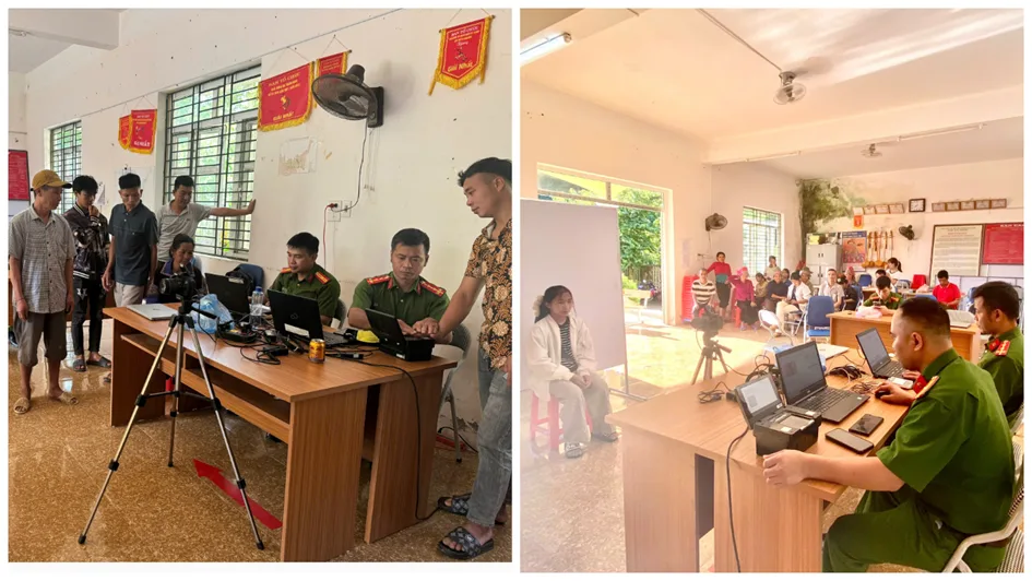 Công an xã Mường Kim đưa định danh điện tử đến gần người dân ở các bản xa trung tâm