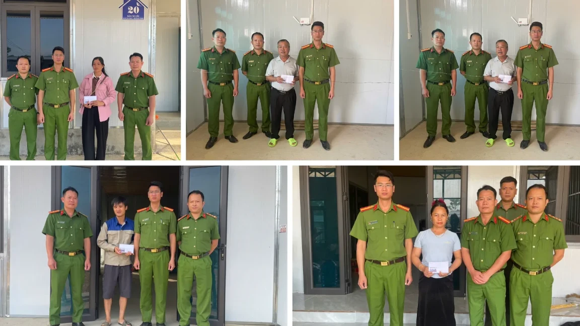 Công an xã Mường Khoa chia sẻ mất mát với các gia đình vùng lũ xã Mường Than