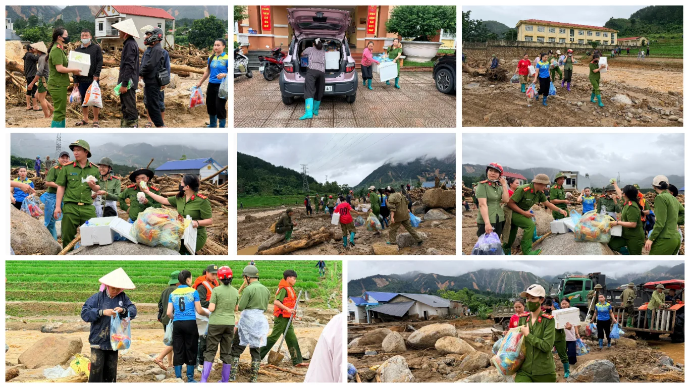 Chi hội Phụ nữ Công an xã Than Uyên trực tiếp đến khu vực bị ảnh hưởng và trao các suất quà cho người dân bị ảnh hưởng và lực lượng đang làm nhiệm vụ