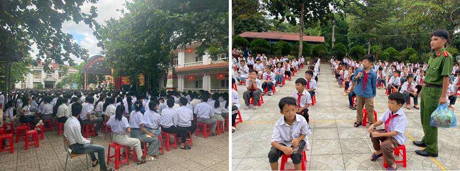 Công an xã Nậm Tăm đẩy mạnh tuyên truyền pháp luật về trật tự, an toàn giao thông trong trường học