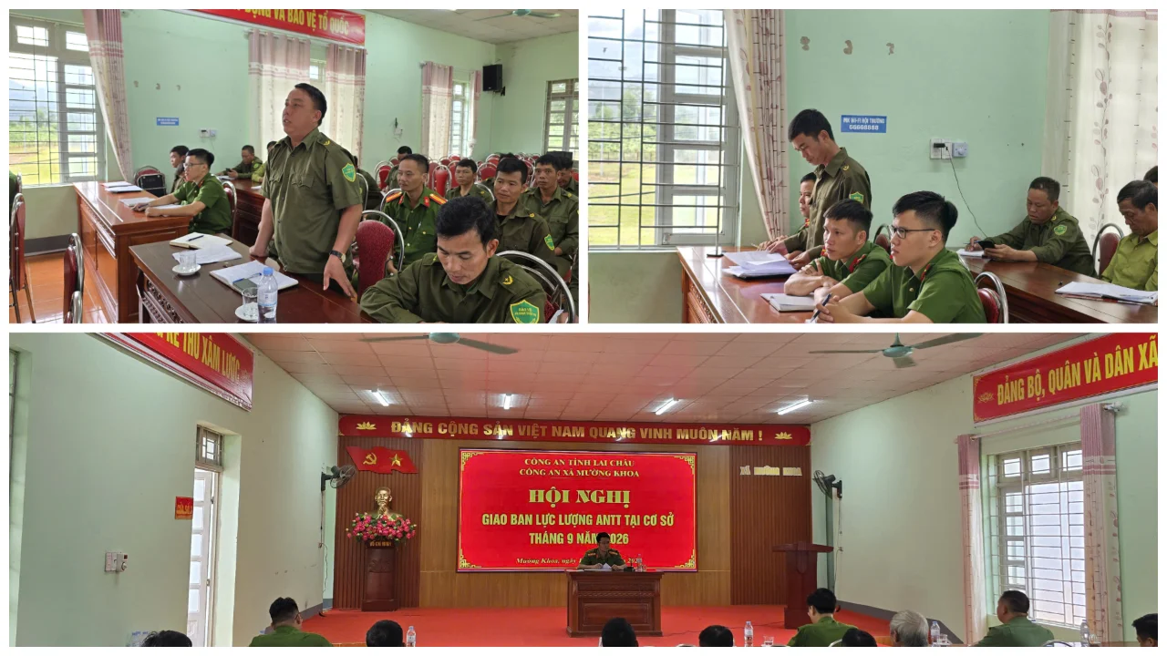 Công an xã Mường Khoa giao ban lực lượng tham gia bảo vệ an ninh, trật tự ở cơ sở tháng 9/2026
