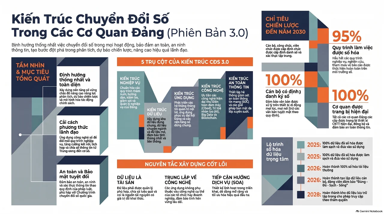 Nội dung cơ bản về Kiến trúc Chuyển đổi số phiên bản 3.0 trong các cơ quan Đảng