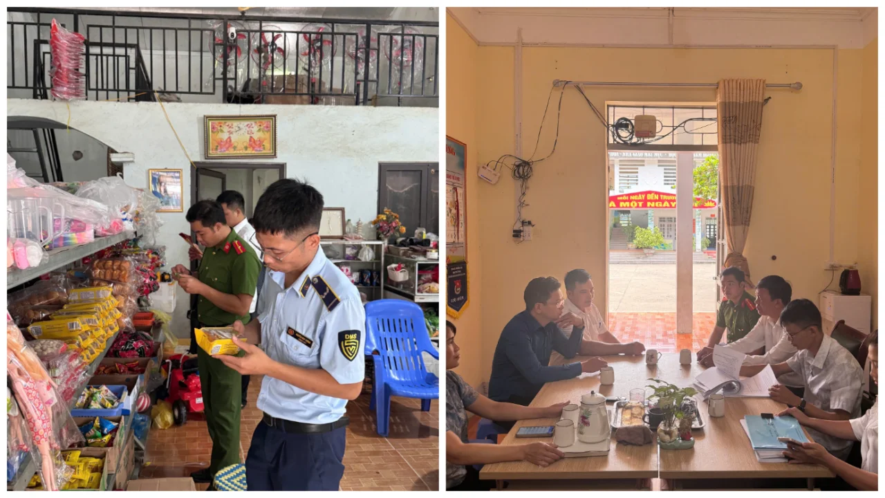 Công an xã Khổng Lào phối hợp các ban, ngành, đoàn thể ra quân kiểm tra bảo đảm an toàn thực phẩm Tết trung thu năm 2026