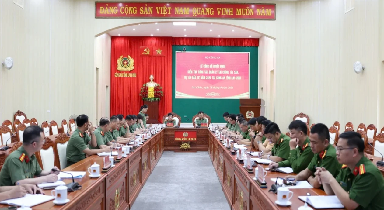 Công bố Quyết định kiểm tra công tác quản lý tài chính, tài sản, dự án đầu tư năm 2026 tại Công an tỉnh Lai Châu
