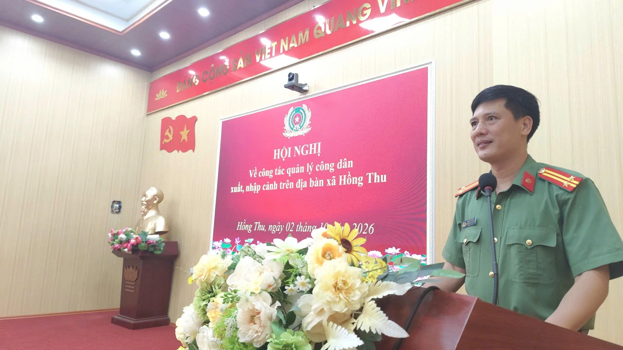 Công an xã Hồng Thu tổ chức Hội nghị về công tác quản lý công dân, xuất nhập cảnh trên địa bàn xã