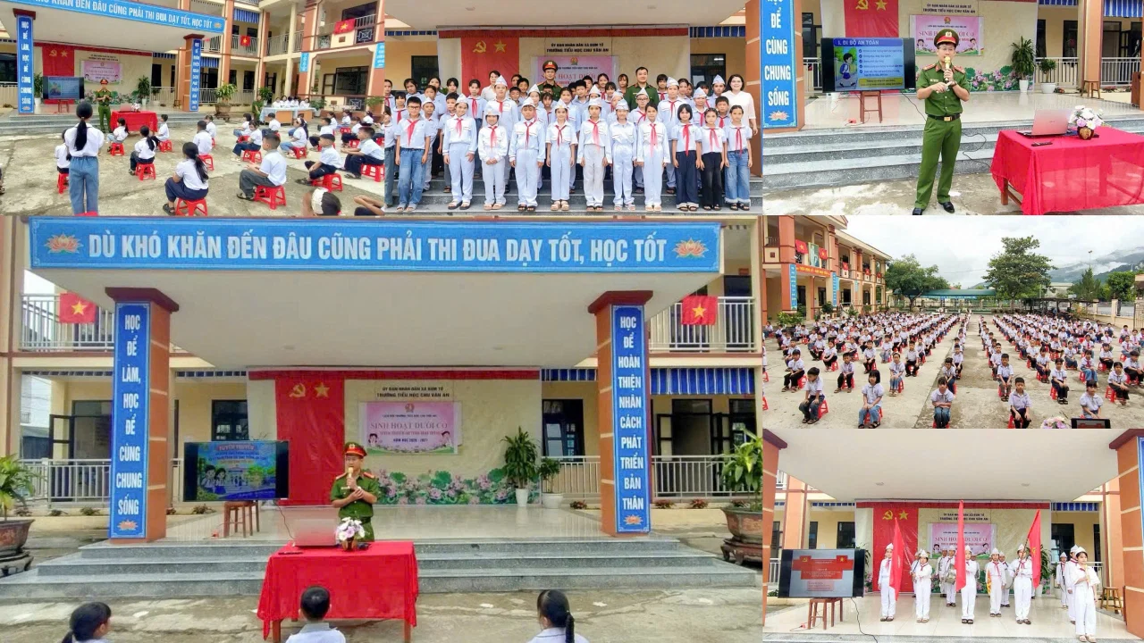 Công an xã Bum Tở tuyên truyền kỹ năng tự bảo vệ và an toàn giao thông cho 261 học sinh.