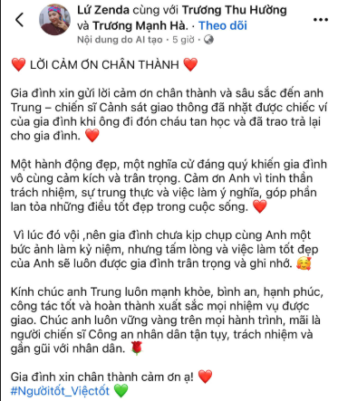 Phòng Cảnh sát giao thông Công an tỉnh Lai Châu kịp thời trao trả tài sản cho người dân đánh rơi