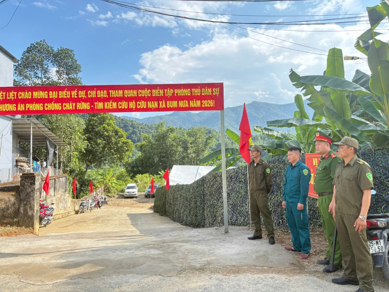 Công an xã Bum Nưa bảo đảm ANTT diễn tập phòng thủ dân sự, ứng phó cháy rừng và tìm kiếm cứu nạn năm 2026