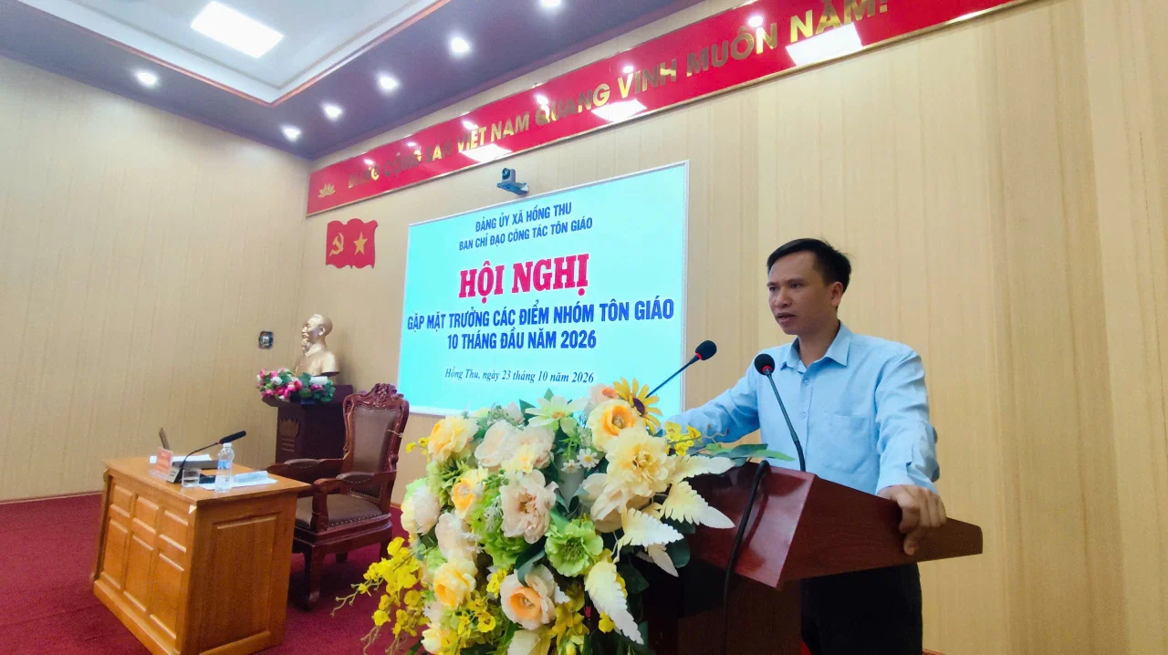 Công an xã Hồng Thu tham mưu gặp mặt trưởng các điểm nhóm tôn giáo