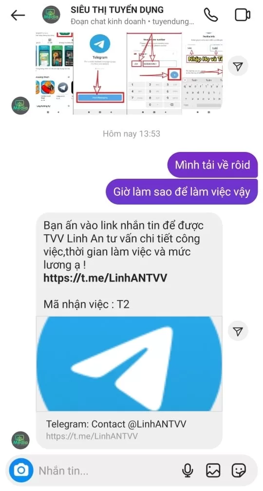 Các đối tượng chuyển hướng sang ứng dụng Telegram để hoạt động